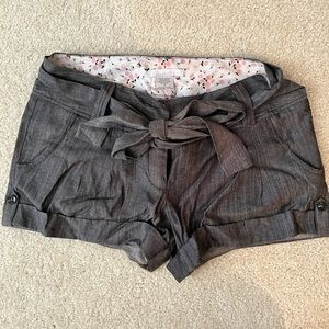 Charlotte Russe grey shorts with tie belt size 11